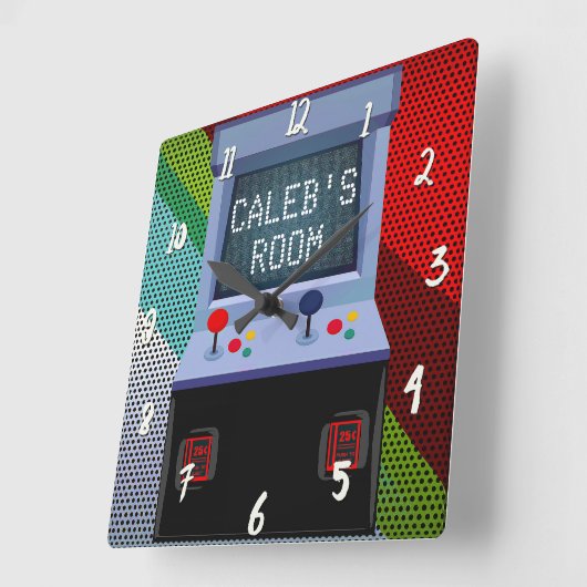 アーケードのビデオゲームのジョイスティックのパーソナライズな寝室 スクエア壁時計 (傾斜)