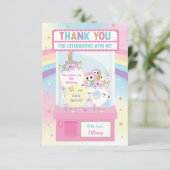 アーケードガール誕生日かわいいピンクのクローマシン サンキューカード (スタンド正面)