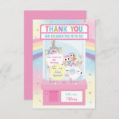アーケードガール誕生日かわいいピンクのクローマシン サンキューカード (正面/裏面)