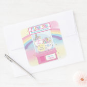 アーケードガール誕生日かわいいピンクのクローマシン スクエアシール (封筒)