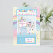 アーケードガール誕生日かわいいブルークローマシン サンキューカード (スタンド正面)