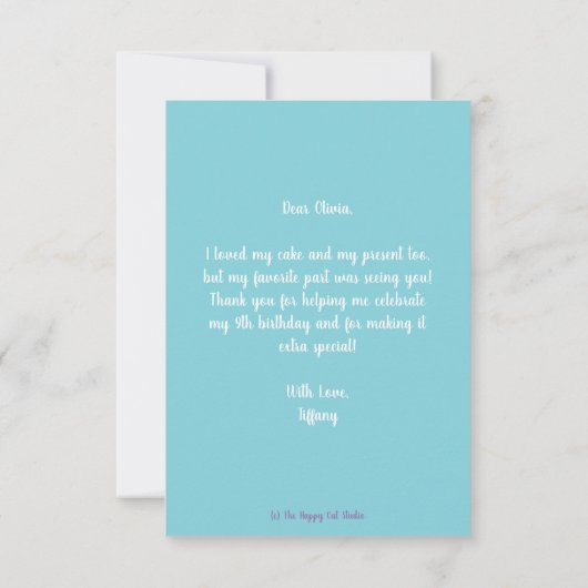 アーケードガール誕生日かわいいブルークローマシン サンキューカード (裏面)