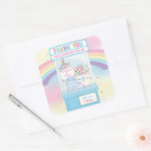 アーケードガール誕生日かわいいブルークローマシン スクエアシール (封筒)