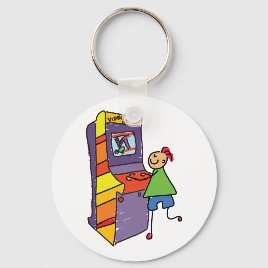 アーケードゲーマースティックフィギュアおもしろいヴィンテージビデオゲーム キーホルダー (裏面)