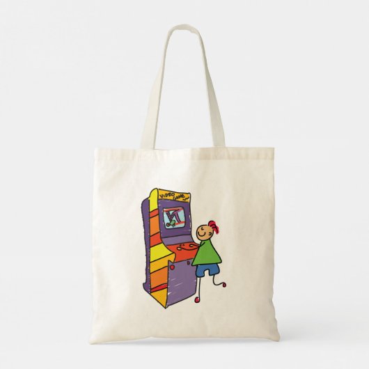 アーケードゲーマースティックフィギュアおもしろいヴィンテージビデオゲーム トートバッグ (裏面)