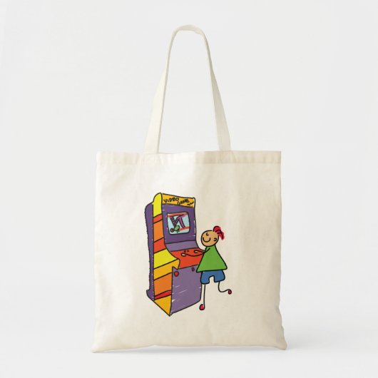 アーケードゲーマースティックフィギュアおもしろいヴィンテージビデオゲーム トートバッグ (正面)