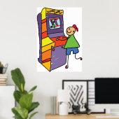 アーケードゲーマースティックフィギュアおもしろいヴィンテージビデオゲーム ポスター (ホームオフィス)