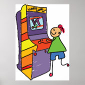 アーケードゲーマースティックフィギュアおもしろいヴィンテージビデオゲーム ポスター (正面)