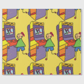 アーケードゲーマースティックフィギュアおもしろいヴィンテージビデオゲーム ラッピングペーパー (フラット)