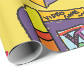 アーケードゲーマースティックフィギュアおもしろいヴィンテージビデオゲーム ラッピングペーパー (ロールコーナー)