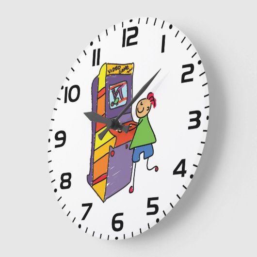 アーケードゲーマースティックフィギュアおもしろいヴィンテージビデオゲーム ラージ壁時計 (傾斜)