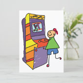 アーケードゲーマースティックフィギュアおもしろいヴィンテージビデオゲーム 招待状