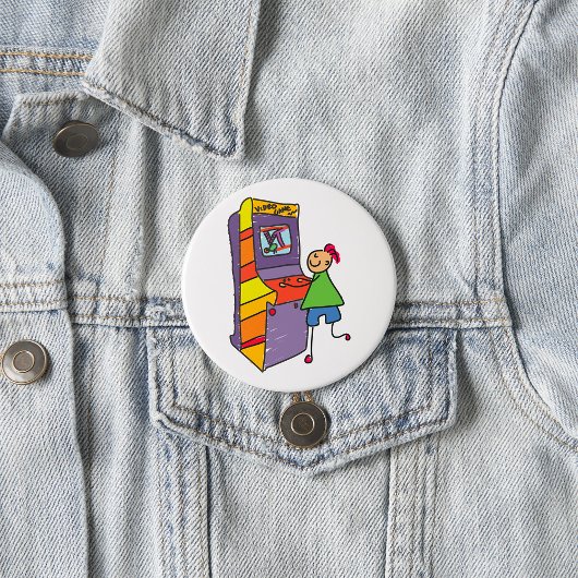 アーケードゲーマースティックフィギュアおもしろいヴィンテージビデオゲーム 缶バッジ