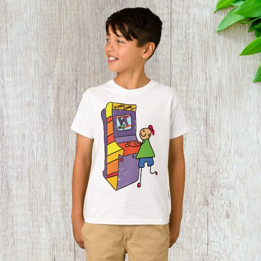 アーケードゲーマースティックフィギュアおもしろいヴィンテージビデオゲーム Tシャツ
