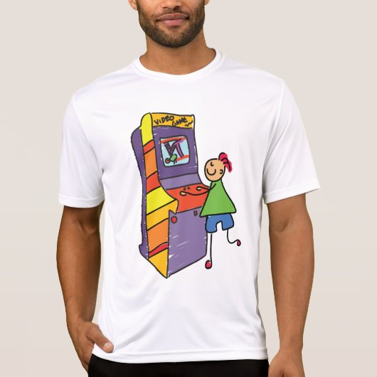 アーケードゲーマースティックフィギュアおもしろいヴィンテージビデオゲーム Tシャツ (正面)