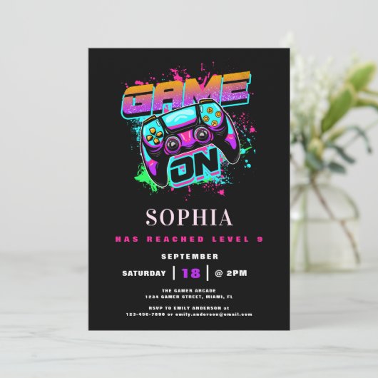 アーケードゲーマーモダンガールズバースデーパーティー 招待状 (スタンド正面)