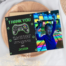 アーケードゲームの子供の誕生日写真ありがとうカード サンキューカード