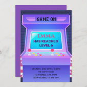 アーケードゲームの誕生日の招待 シーズンカード (正面/裏面)