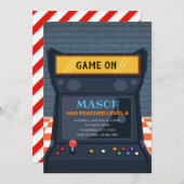 アーケードゲームの誕生日の招待 招待状 (正面/裏面)