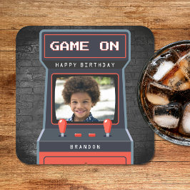 アーケードゲームフォトブリックウォールレトロ スクエアペーパーコースター