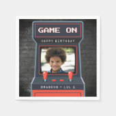 アーケードゲームフォトブリックウォールレトロ スタンダードカクテルナプキン (正面)