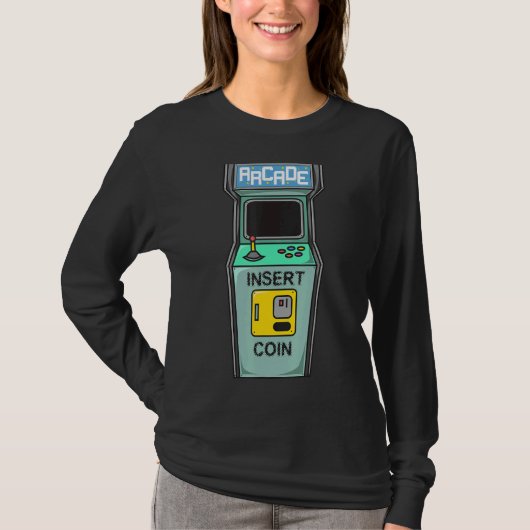 アーケードゲームレトロゲーマーインサートコイン Tシャツ (正面)