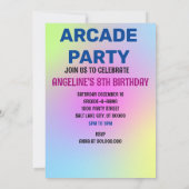アーケードゲームレトロバースデーパーティーブルーピンク 招待状 (裏面)
