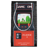 アーケードゲーム機レトロレンガ誕生日パーティー スモールペーパーバッグ (正面)