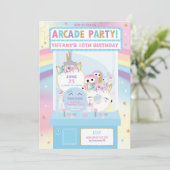 アーケードバースデーパーティーガールレインボーユニコーン 招待状 (スタンド正面)