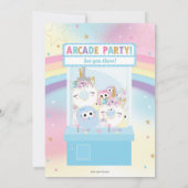 アーケードバースデーパーティーガールレインボーユニコーン 招待状 (裏面)
