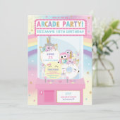 アーケードバースデーパーティーガールレインボーユニコーン 招待状 (スタンド正面)