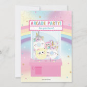 アーケードバースデーパーティーガールレインボーユニコーン 招待状 (裏面)