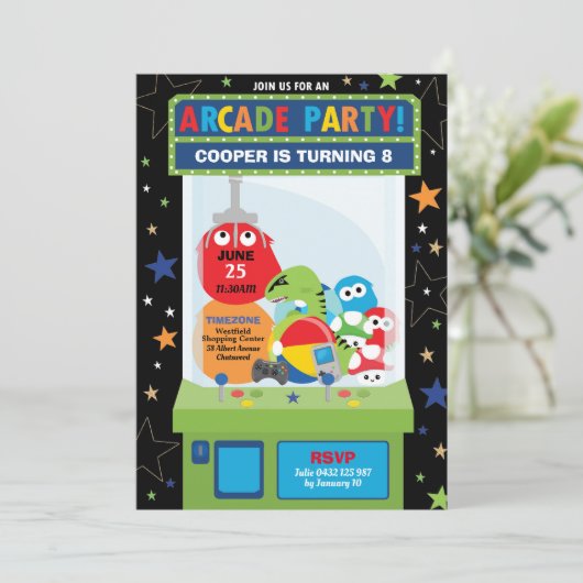 アーケードバースデーパーティービデオゲームボーイ 招待状 (スタンド正面)