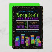 アーケードビデオゲームゲーマーバースデーパーティーの招待 招待状 (正面/裏面)