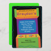 アーケードビデオゲームゲーマーバースデーパーティーの招待 招待状 (正面/裏面)