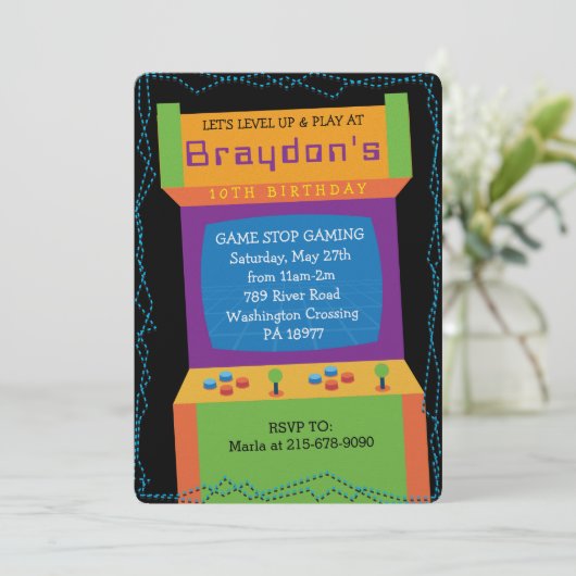 アーケードビデオゲームゲーマーバースデーパーティーの招待 招待状 (スタンド正面)