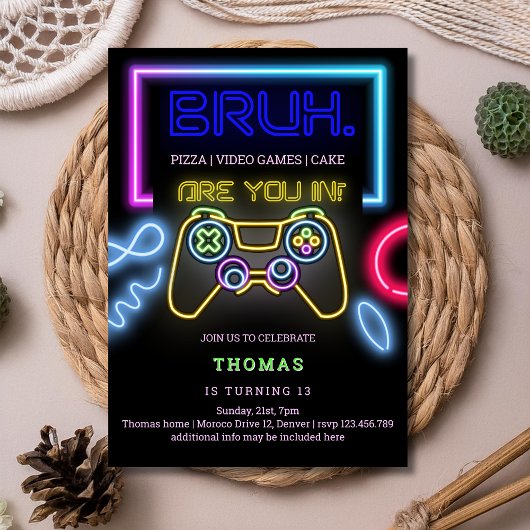アーケードビデオゲームネオンレーザーボーイ誕生日 招待状