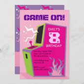 アーケードビデオゲームバースデーパーティ招待状 招待状 (正面/裏面)