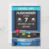 アーケードビデオゲームレベルアップ誕生日招待状 招待状 (正面)