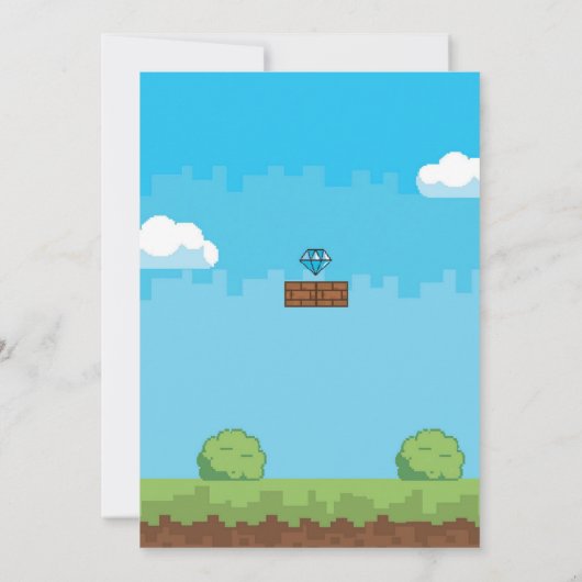 アーケードビデオゲームレベルアップ誕生日 招待状 (裏面)