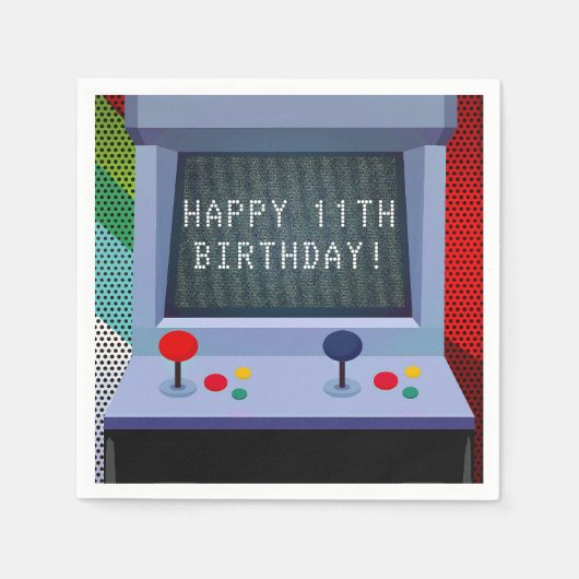 アーケードビデオゲーム誕生日パーティー スタンダードカクテルナプキン (正面)