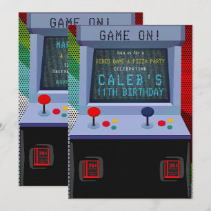 アーケードビデオゲーム誕生日パーティー 招待状