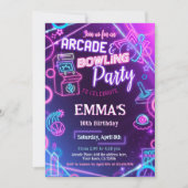 アーケードボウリング ネオン バースデーパーティー 招待状 (正面)