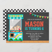 アーケード誕生日パーティーの招待 招待状 (正面/裏面)