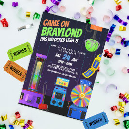 アーケード誕生日パーティーの招待 招待状