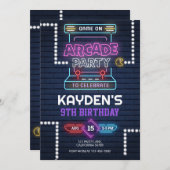 アーケード誕生日招待状ゲーマー招待状ゲーム 招待状 (正面/裏面)
