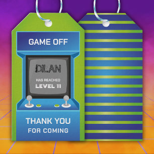 アーケード誕生日、ゲーマー誕生日の招待 ギフトタグ