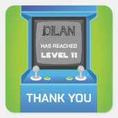 アーケード誕生日、ゲーマー誕生日の招待 スクエアシール (正面)