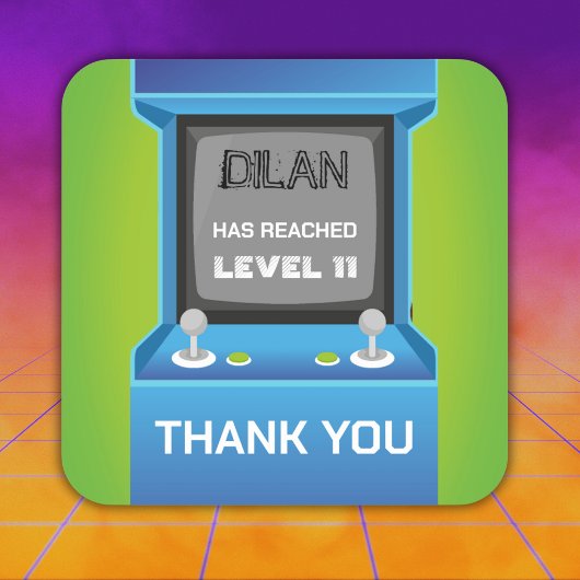 アーケード誕生日、ゲーマー誕生日の招待 スクエアシール