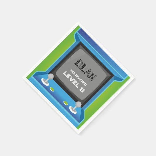 アーケード誕生日、ゲーマー誕生日の招待 スタンダードカクテルナプキン (角)